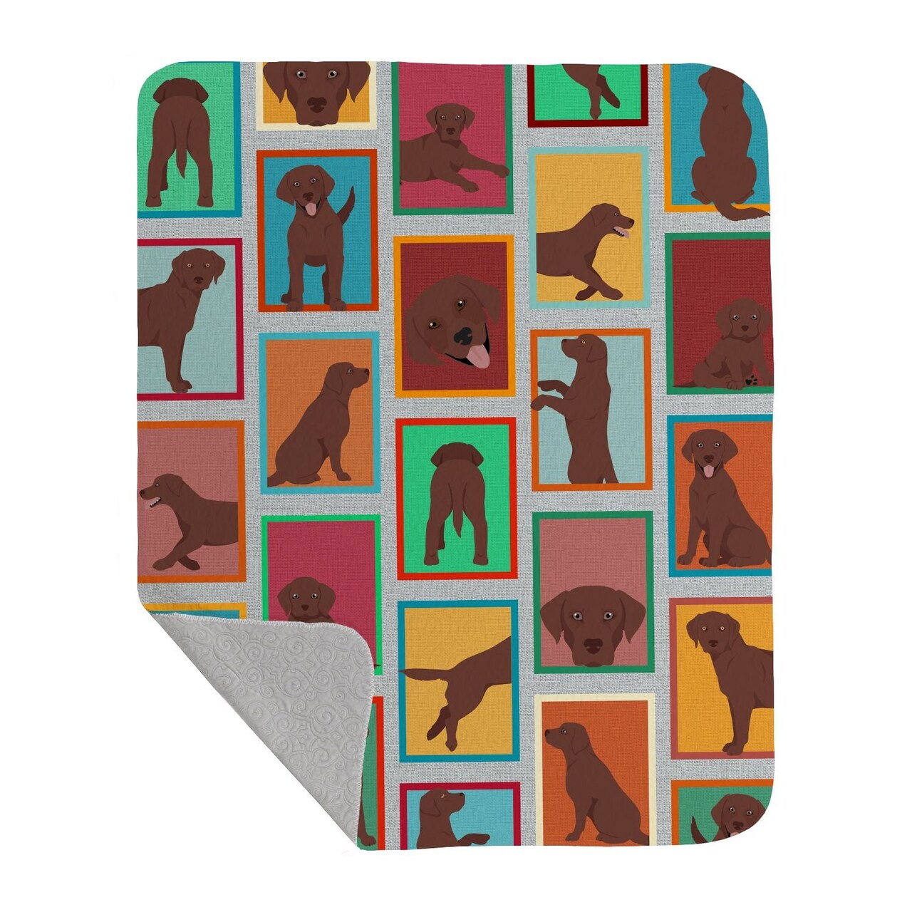 Edge Collections - 50" x 60" - Multicolor - Quilted Blanket Brown Labrador Retriever Artwork - 1 Piece